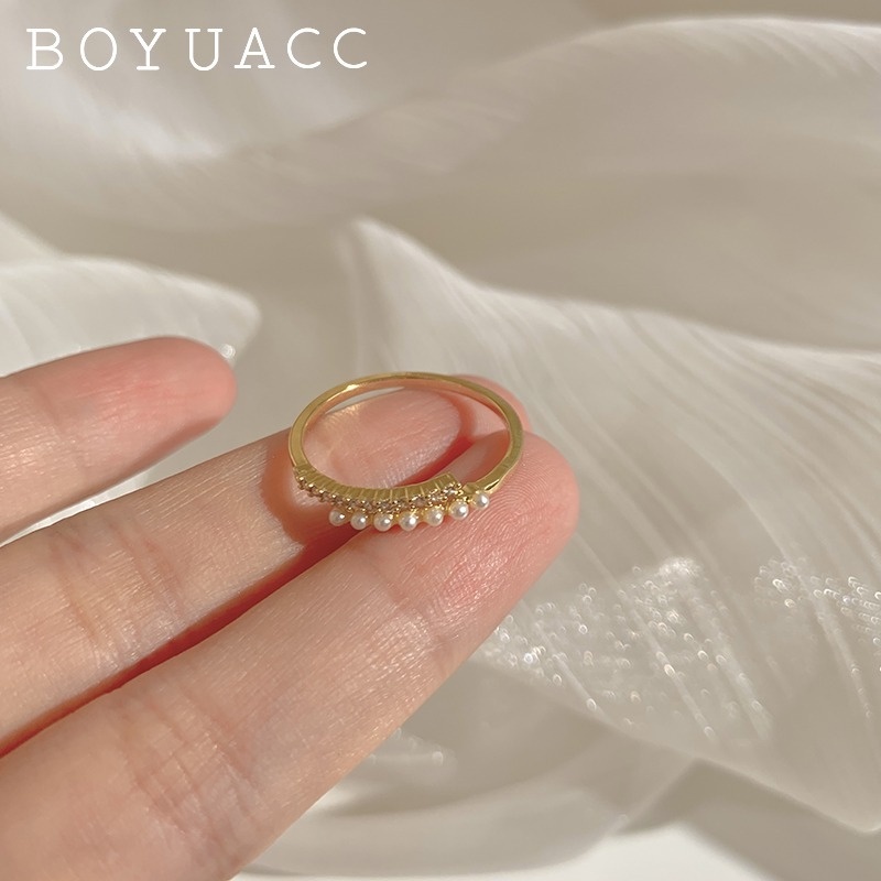 Nhẫn Hở Mạ Vàng Đính Đá Đơn Giản Thời Trang Hàn Quốc