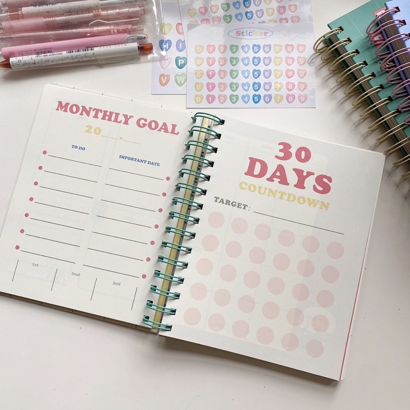 Sổ Planner (tặng kèm sticker) gáy xoắn hình cún cưng  xinh xắn, hợp đi học, đi làm, viết bài/ghi chú, bullet journal