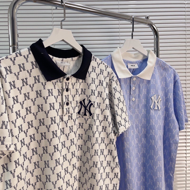 Áo Polo M.L.B Monogram Allover Collar Short Sleeve T-shirt N.Y Yankees, Áo polo MLB