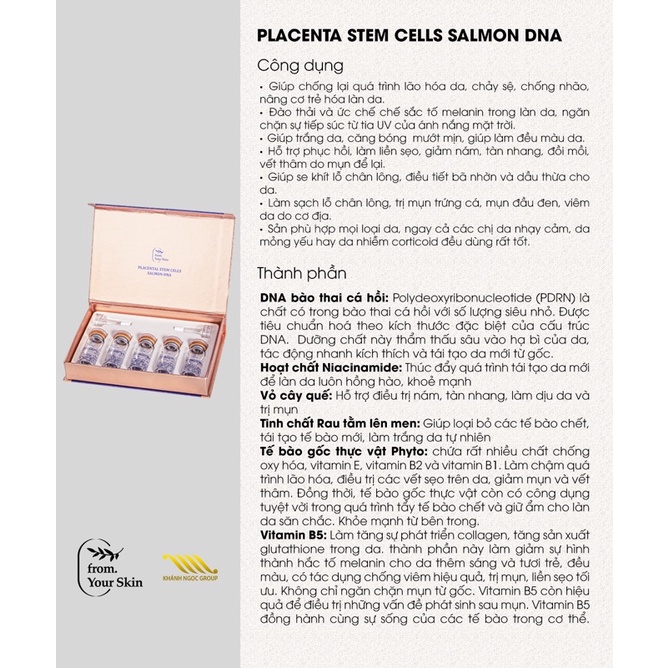 Tế bào gốc nhau thai cá hồi Placental Stem cells Salmon DNA 50ml