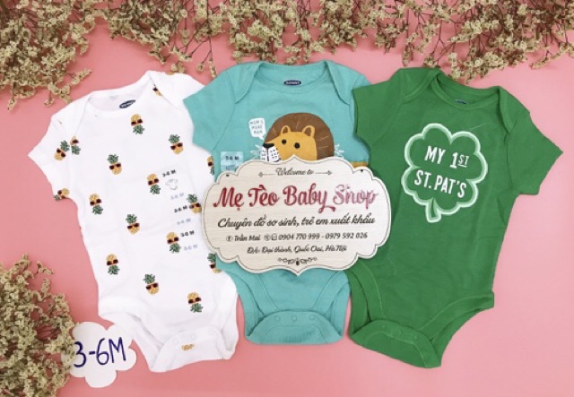 Set 3c body chip Oldnavy made in Cambodia xuất xịn size 3-12m