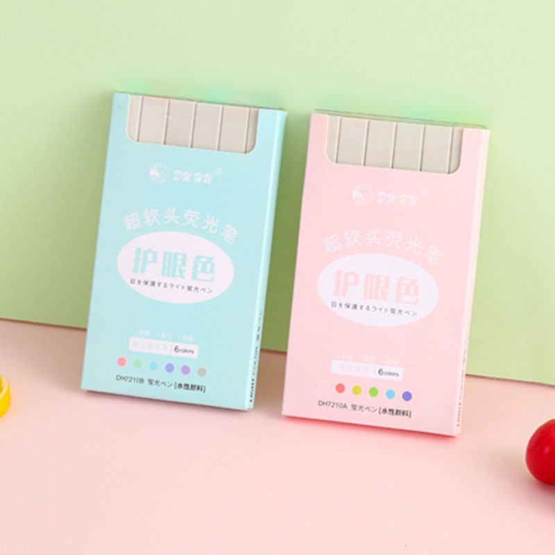 Bộ 6 Bút Đánh Dấu Đầu Mềm Nhiều Màu Sắc Có Sức Chứa Lớn Gồm 6 Màu Để Lựa Chọn