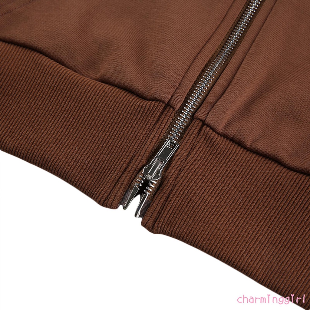Áo hoodie lửng tay dài màu sắc trẻ trung cho nữ