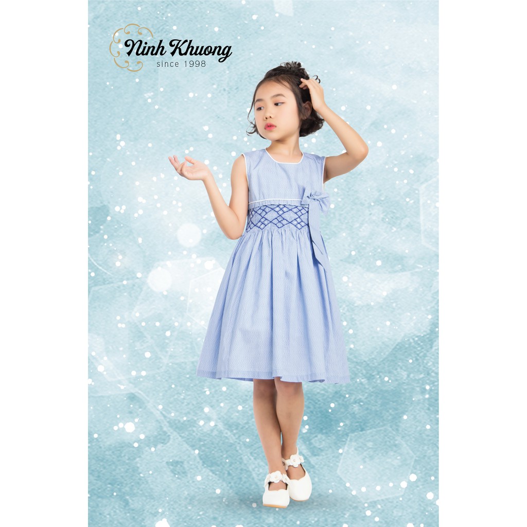 Đầm Smock bé gái SN cột nơ eo ninh khương