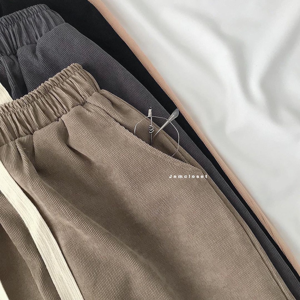 Quần Vải Form Rộng Dáng Suông Nữ Rút Eo JEMCLOSET Kymon Chất Liệu Nhung Tăm Cực Hot Phong Cách Năng Động - 2812