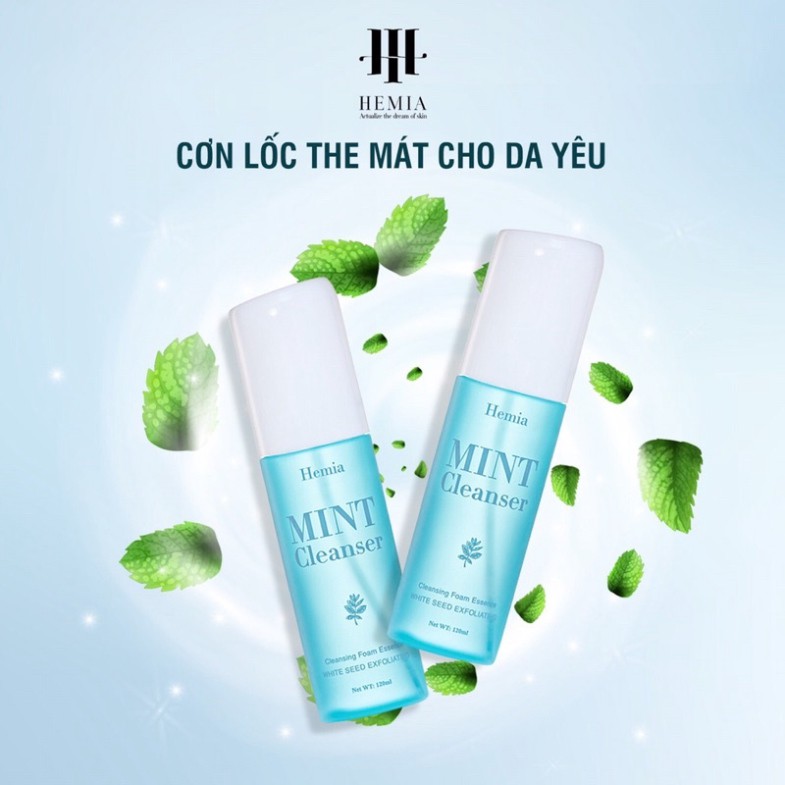 Sữa rửa mặt Tinh thể Bạc Hà Mint Cleanser Hemia dung tích 130ml giúp sạch sâu dưỡng ẩm làm dịu da | BigBuy360 - bigbuy360.vn