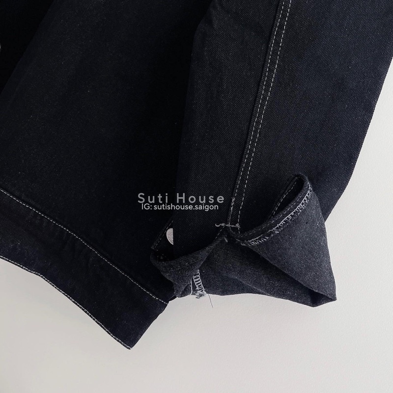 Áo JACKET JEAN AMERI màu đen Form Rộng Unisex - Suti House