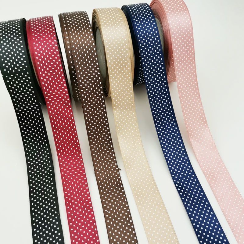 Cuộn ruy băng satin 25 yards 25mm hoạt hình in chấm bi trang trí gói quà