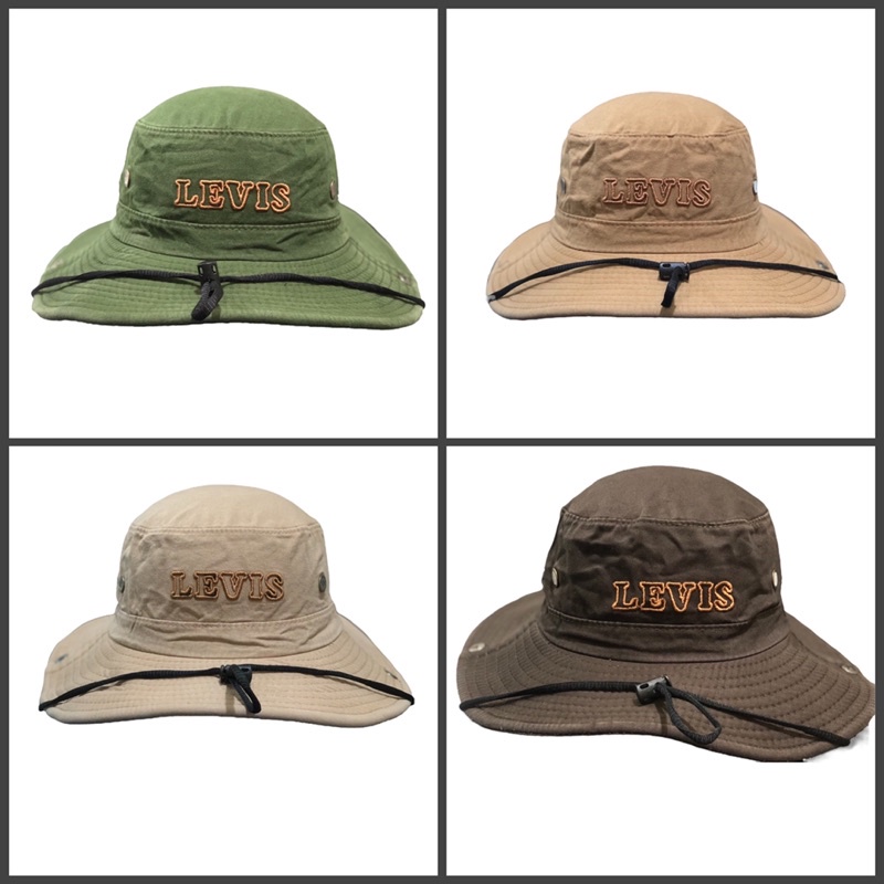 Mũ vành kaki thêu logo LE VIS , nón vành gấp gọn tiện lợi