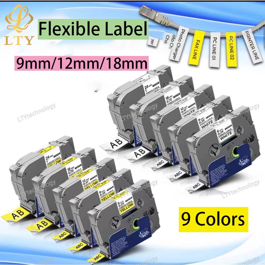 Băng dính linh hoạt cho máy bay Brother P-Touch TZ TZe 9mm/12mm/18mm