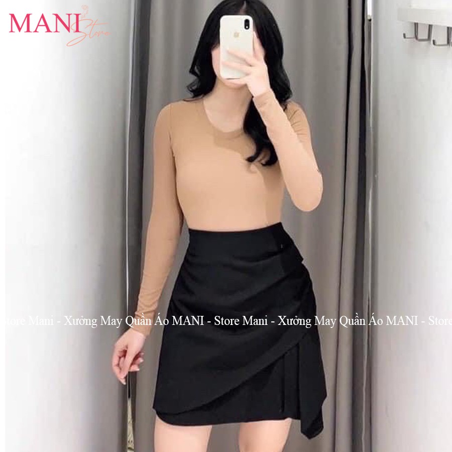 Chân váy a cách điệu bên hông cạp cao khoá sườn chất vải tuyết mưa màu đen nâu cực tôn dáng | BigBuy360 - bigbuy360.vn