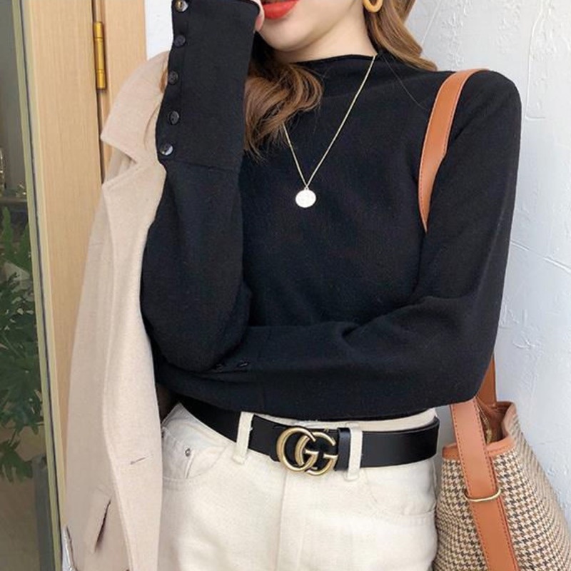 Áo Len Tay Dài Cổ Cao Thời Trang Dành Cho Nữ