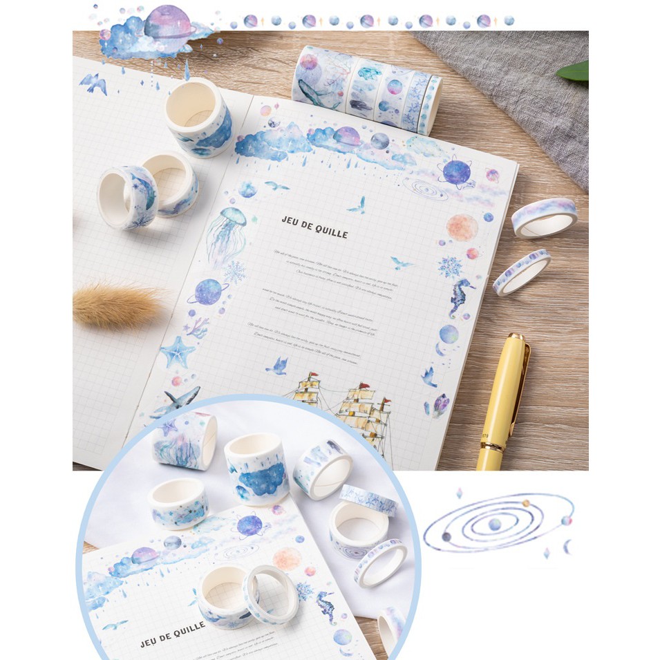 Set 10 cuộn băng dính washi tape trang trí planner WT2045