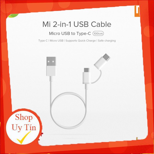 [SALEOFF] Dây sạc Xiaomi 2 trong 1 Micro Usb và type C 1m SJX02ZM - shop Thế giới điện máy ..