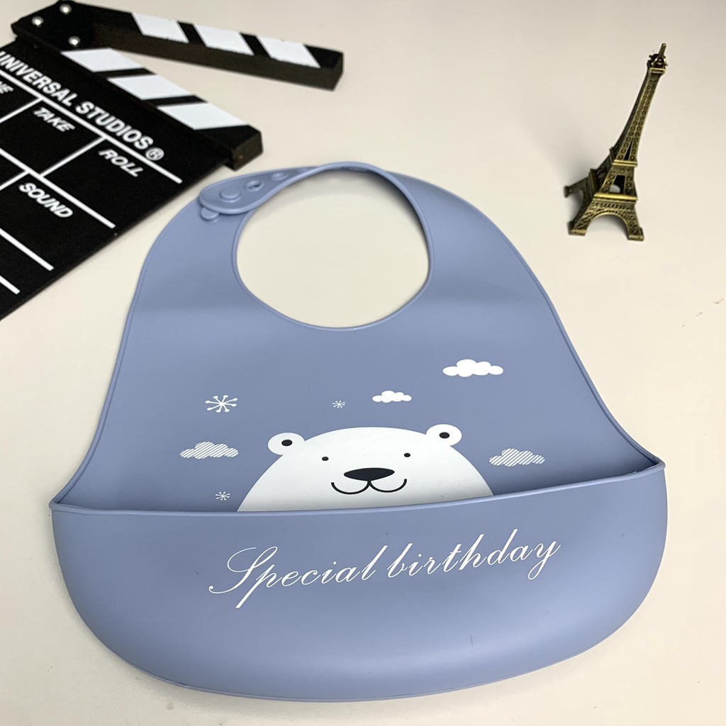 Yếm ăn dặm cho bé, Yếm ăn dặm có máng HOLIDAY không bám bẩn