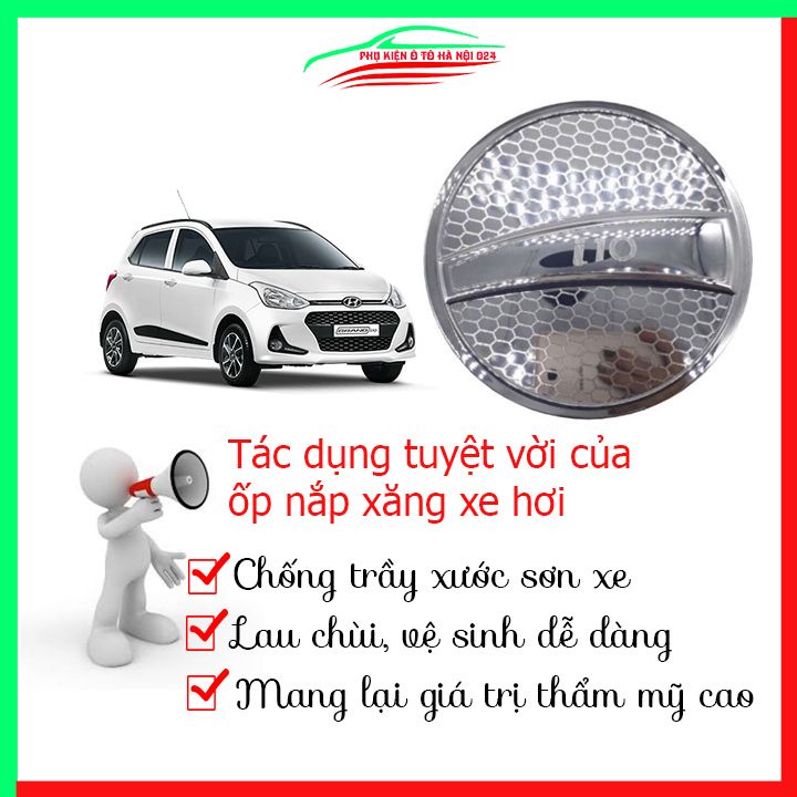 Ốp nắp xăng Grand i10 2014-2021 Hatchback mạ crom bảo vệ chống trầy trang trí ô tô
