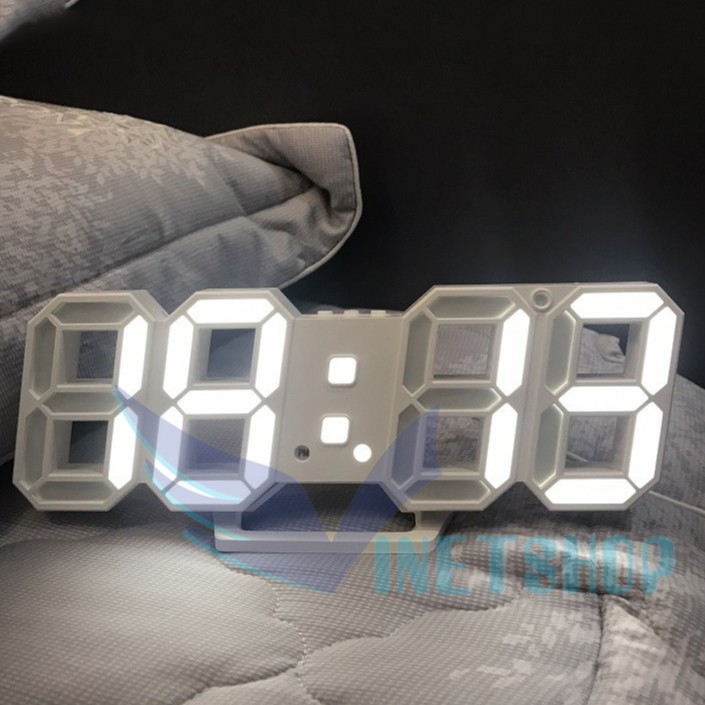 Đồng hồ LED 3D SMART CLOCK treo tường, để bàn &quot;bừng sáng không gian nhà bạn!&quot;...(LED TRẮNG) -dc3338