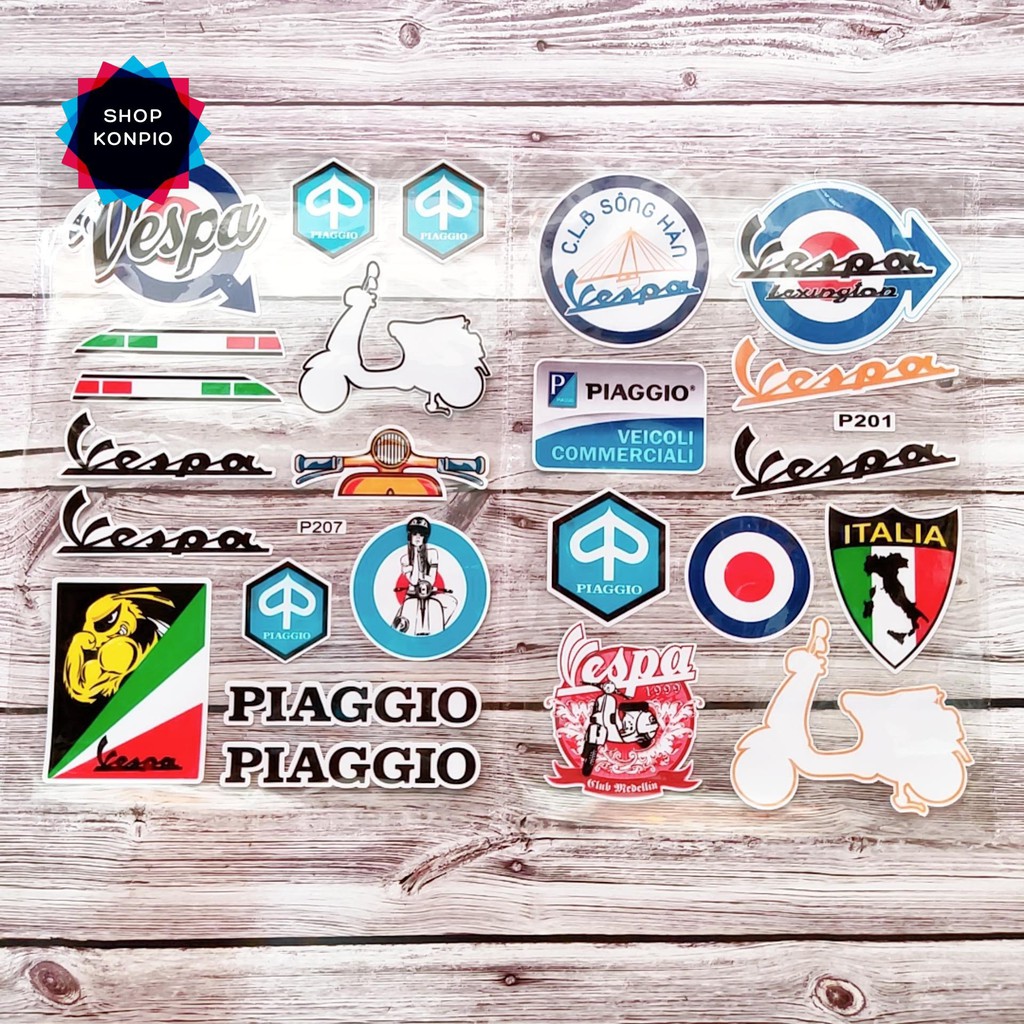 Tem Sticker Dán Xe Vespa Cao Cấp Chống Thấm Nước, Chống Bay Màu