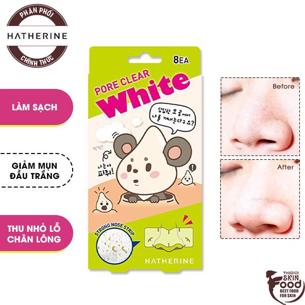 Miếng Dán Lột Mụn Đầu Trắng Hatherine Pore Clear White Strong Nose Strip