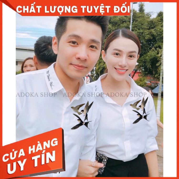[Mã DONAKM1 giảm 10k đơn 100k ] Áo Sơ Mi Nam Nữ Đồ Đôi Dài Tay Hot Trend In Mẫu Tình Yêu Và Họa Tiết.Áo cặp D4. Đợt 1 | BigBuy360 - bigbuy360.vn