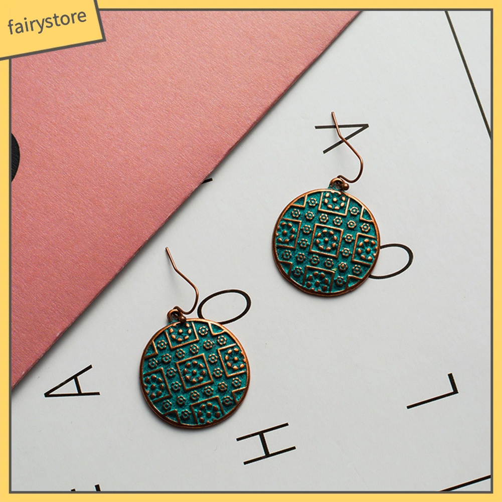 Bông Tai Tròn Chạm Khắc Phong Cách Bohemian Cổ Điển Dành Cho Nữ