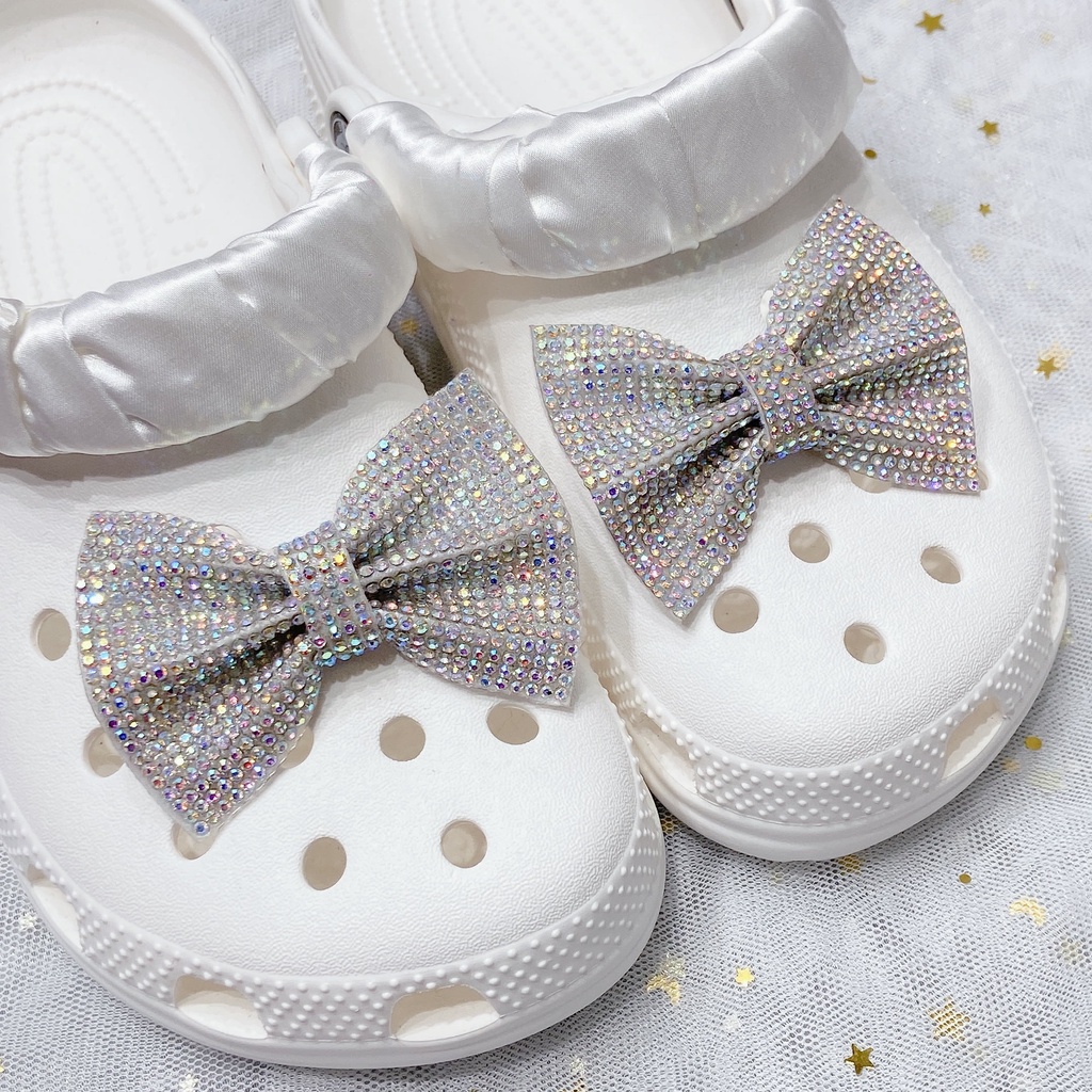 crocs Sticker shoes sticker for cross sandalsDây Ruy Băng Đính Đá Kim Cương Lấp Lánh Tự Trang Trí Giày Thời Trang shoe buckle  charm sticker