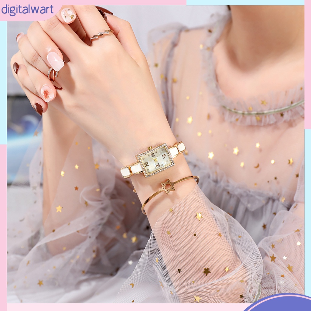 Đồng Hồ Nữ Mặt Vuông Đính Đá Thời Trang