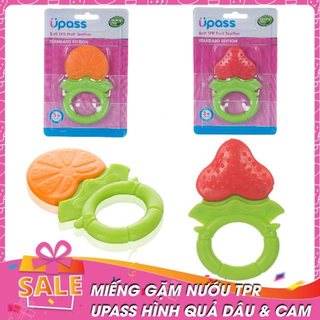 (Made in Thailand) GẶM NƯỚU TPR HÌNH HOA QUẢ (TRÁI DÂU, TRÁI CAM) GIẢM NGỨA LỢI SẠCH MIỆNG AN TOÀN CHO BÉ UPASS UP0501W