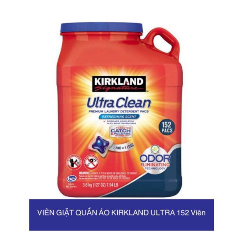 Viên Giặt Xả Quần Áo 3in1- Kirkland Signature 152 Viên Của Mỹ