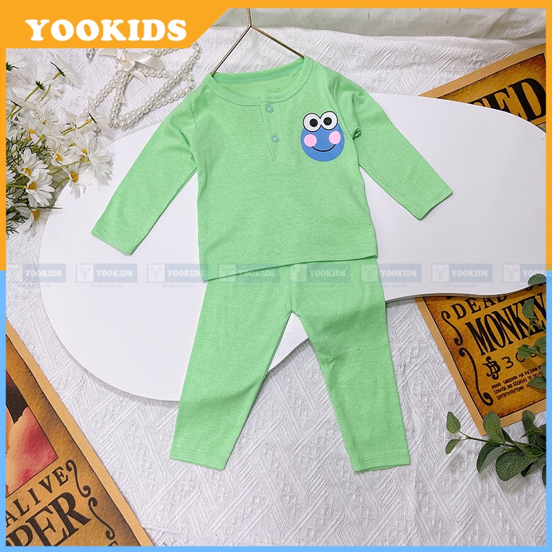 Bộ thu đông cho bé YOOKIDS chất len tăm mềm in hình ếch ngộ nghĩnh, Bộ đồ bé trai bé gái 1 2 3 4 5 tuổi