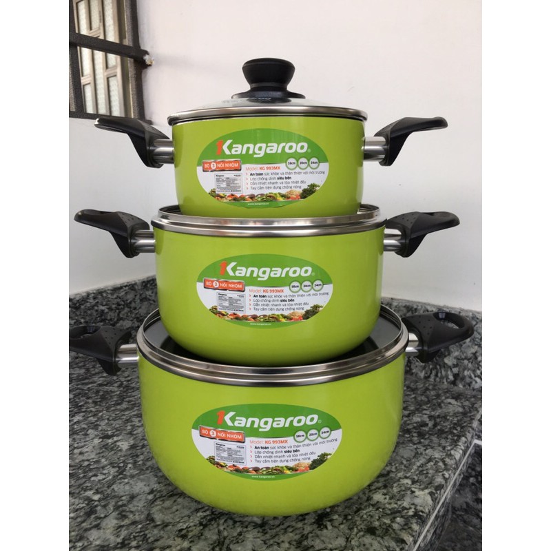 Bộ 3 cái nồi nhôm chống dính Kangaroo KG993MX