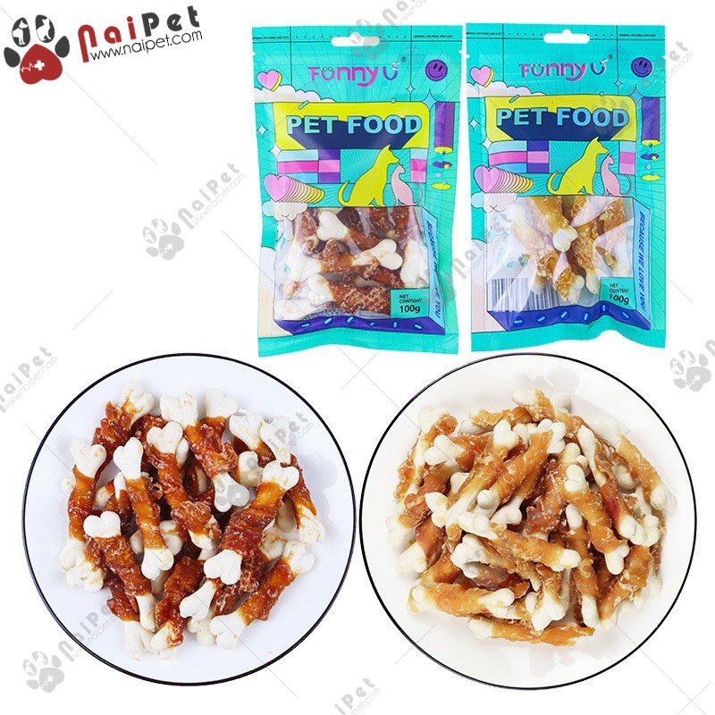 Đồ Ăn Vặt Bánh Thưởng Xương Gặm Dog Snacks Cho Chó Gói 100g