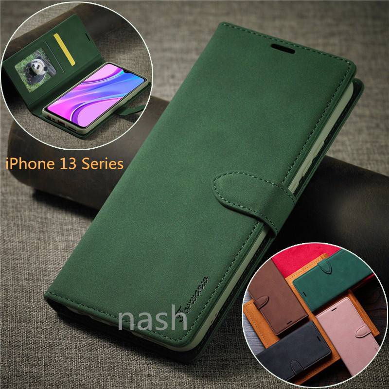 Ốp điện thoại da gập nam châm retro dành cho IPhone 13 12 11 Pro Max iPhone13 Mini 13Pro 13ProMax i13 Power Prime