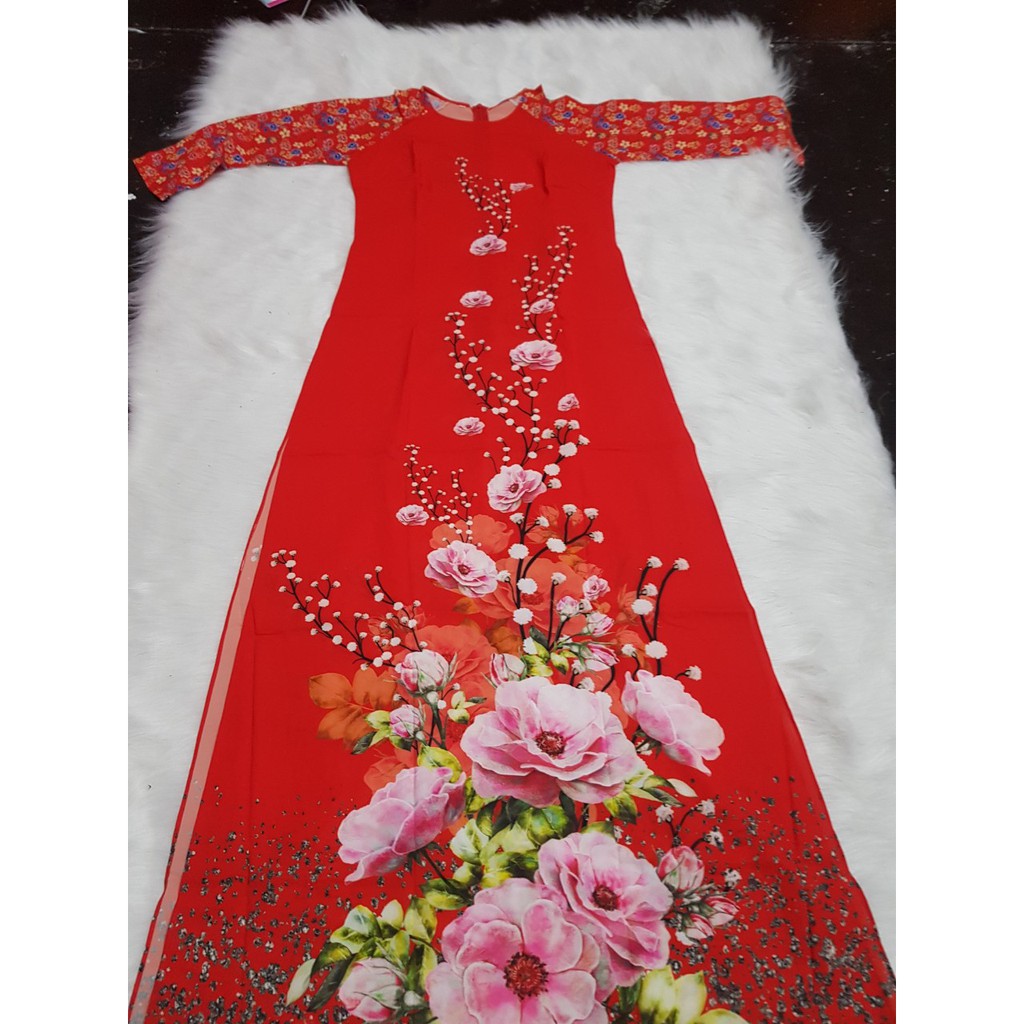 Áo dài lụa hàn in siêu đẹp flash sale 130k | BigBuy360 - bigbuy360.vn