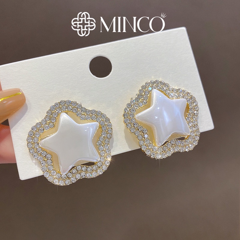 Bông tai đẹp Minco Accessories ngôi sao đá lấp lánh phụ kiện thời trang đẹp phong cách Hàn Quốc BT142