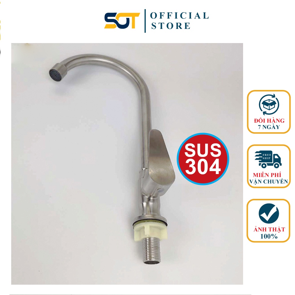 Vòi rửa chén bi xoay 360 độ ống 24 INOX 304 xoay cực êm