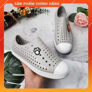 Giày nhựa đi mưa Native - Chất liệu nhựa xốp siêu nhẹ, không thấm nước - Màu ghi nhạt viền trắng