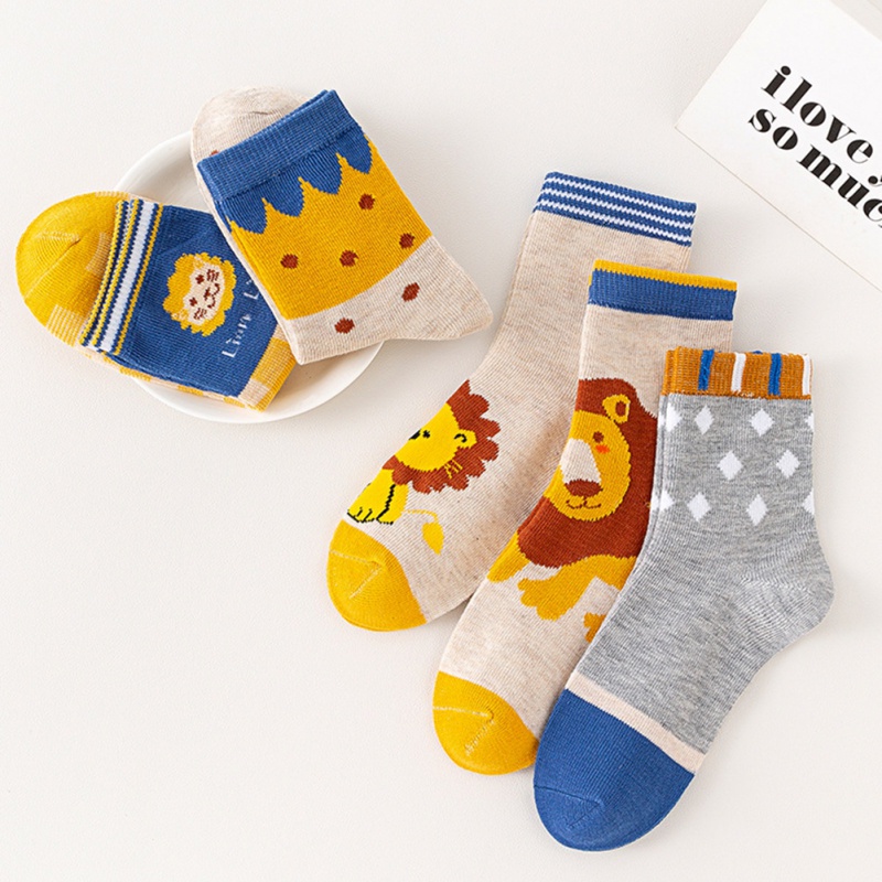 Set 5 đôi vớ cotton mềm mại thoáng khí họa tiết hoạt hình thời trang cho trẻ em