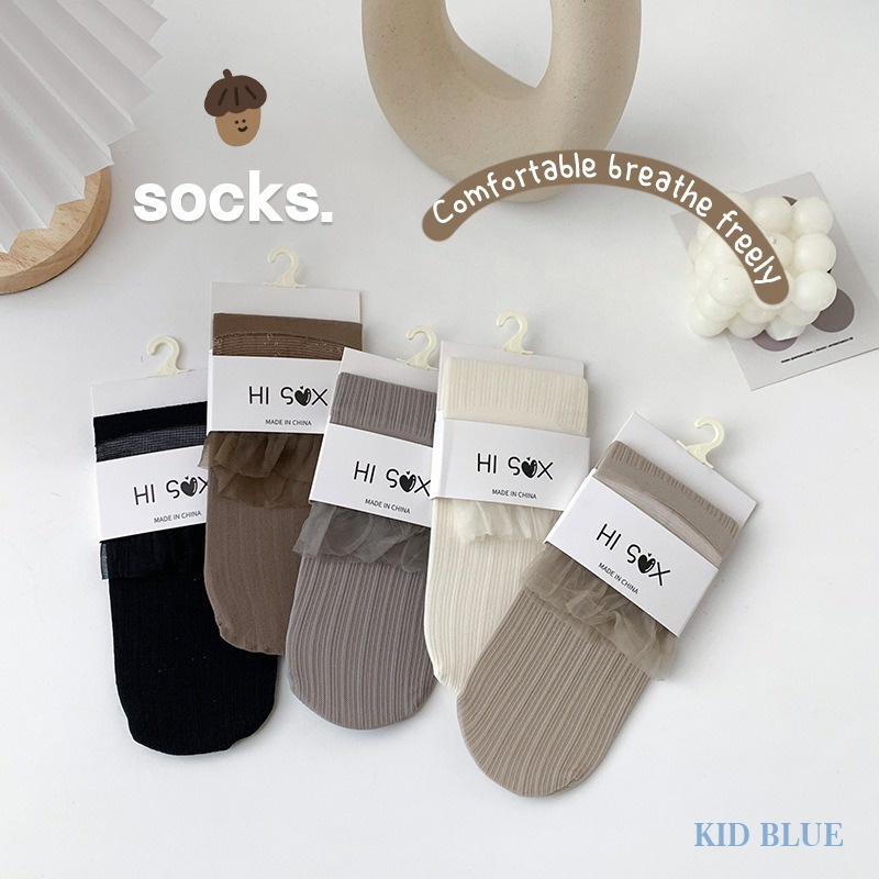 Set Năm Đôi Vớ Ren Màu Sắc Trơn Dành Cho Bé Gái
