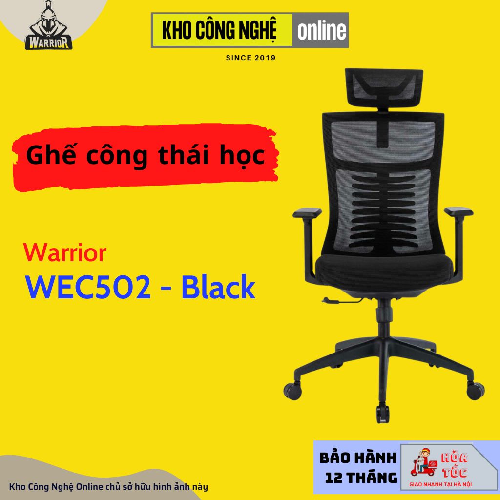 Ghế công thái học ergonomic WARRIOR WEC502 Plus (Đen / Xám / Hồng)