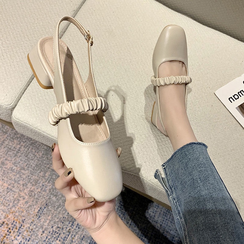 Xăng đan Cao Gót Đế Bằng Phối Khóa Gài Thời Trang Trẻ Trung Cho Nữ