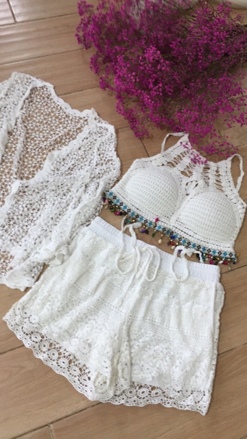 [ĐỒ BƠI, BIKINI, ĐỒ ĐI BIỂN HÓT]Sét 3 trong 1 bộ ren đi biển siêu hót có thể mua rời | BigBuy360 - bigbuy360.vn