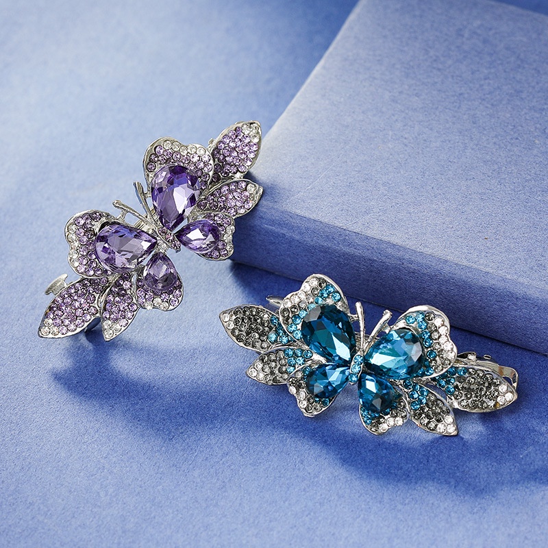 Kẹp Tóc Đính Đá Hình Hoa Bướm Phong Cách Thời Trang Hàn Quốc