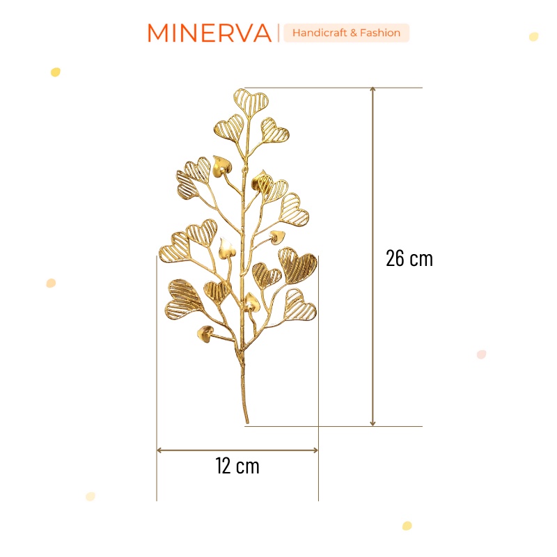 [TRANG TRÍ] Cành lá tim 26 cm nhũ vàng đồng cắm lọ hoa trang trí nhà cửa , trang trí tết , làm oản