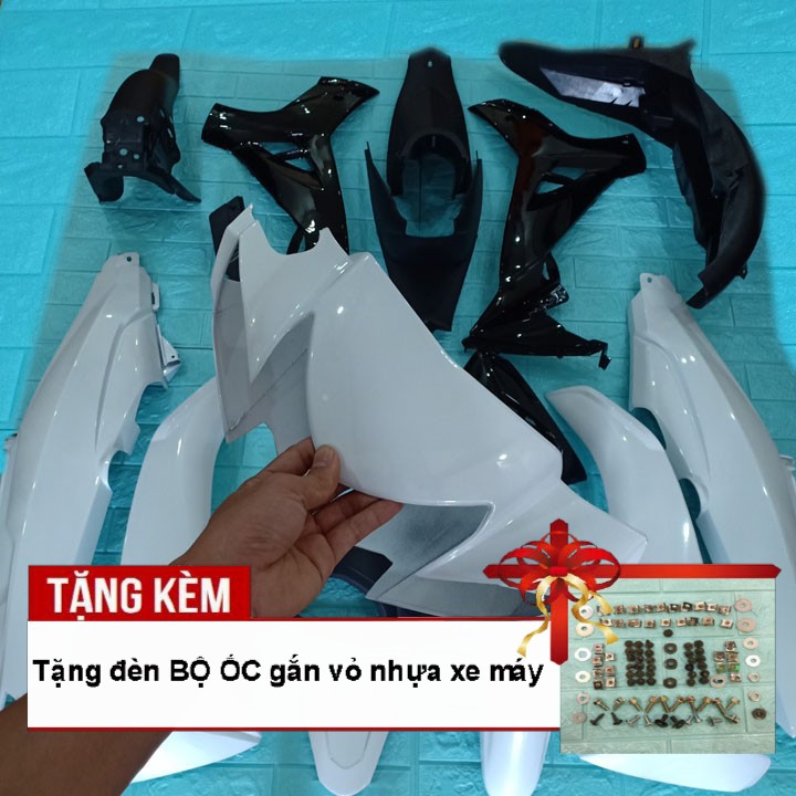 Dàn áo dành cho xe SIRIUS đời 2005 đến 2018 màu TRẮNG phanh ĐĨA ,Tặng kèm bộ ốc theo xe