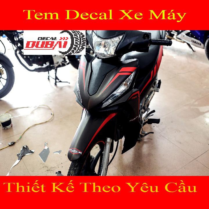Tem Trùm Xe Wave RSX Đen Nhám Chỉ Đỏ