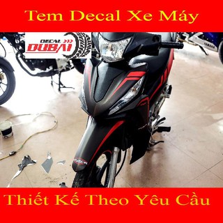 Tem Trùm Xe Wave RSX Đen Nhám Chỉ Đỏ