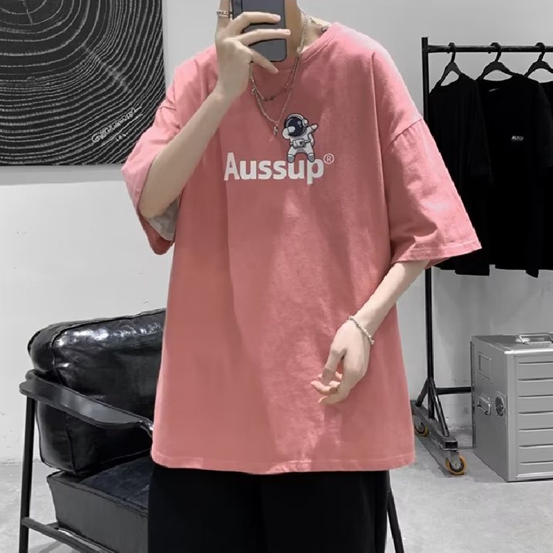 Áo Thun Mùa Hè Dáng Rộng Tay Cộc Cổ Thuyền In Chữ Phong Cách Hip Hop Có size Lớn M-8XL Cho Nam Giới