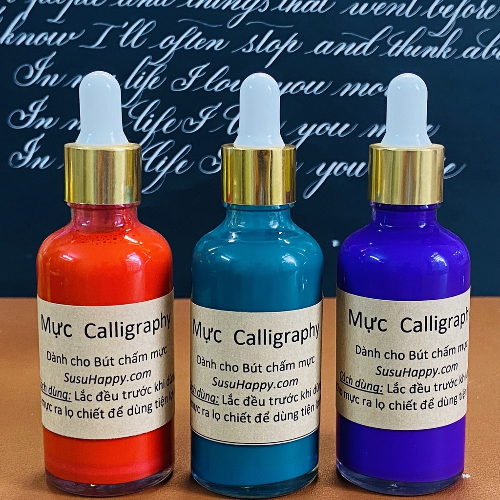 Mực Nhiều Màu Dùng Để Viết Chữ Đẹp Calligraphy, Drawing Tặng Lọ Thủy Tinh Chiết Mực