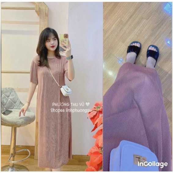 Váy bầu_ đầm bâu dáng suông chất thun tăm lạnh nhiều màu siêu mát co dãn